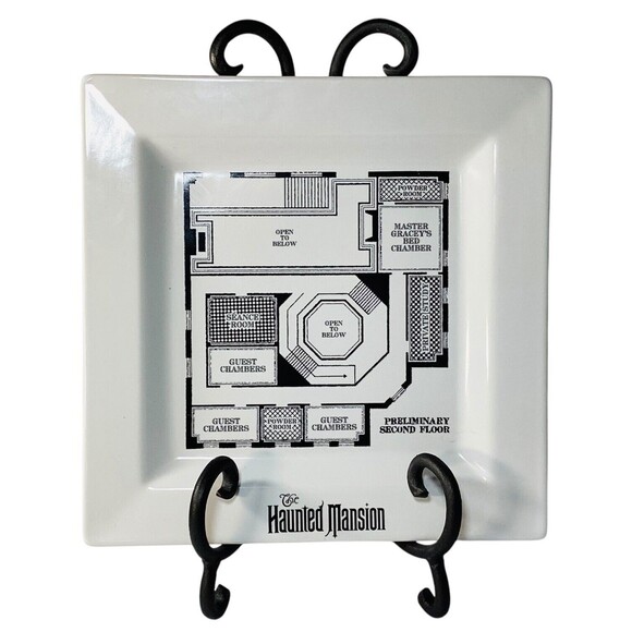 2014 Disney Parks Haunted Mansion Second Floor Blueprint Plate 8in Plate - Picture 1 of 4